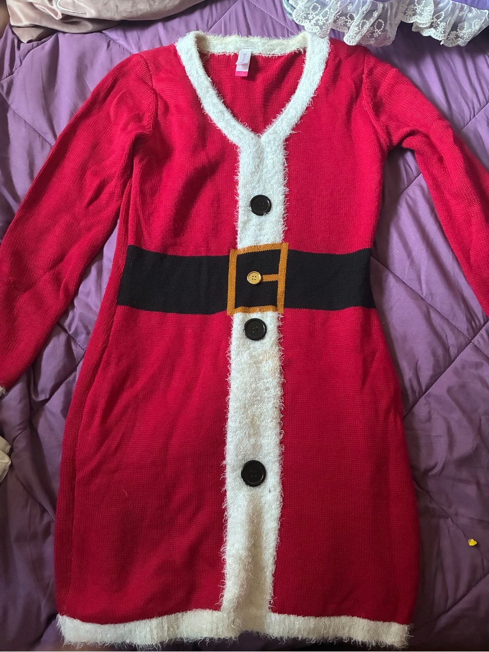 Women Santa Costume Dress - Red Santa Sweater Dress